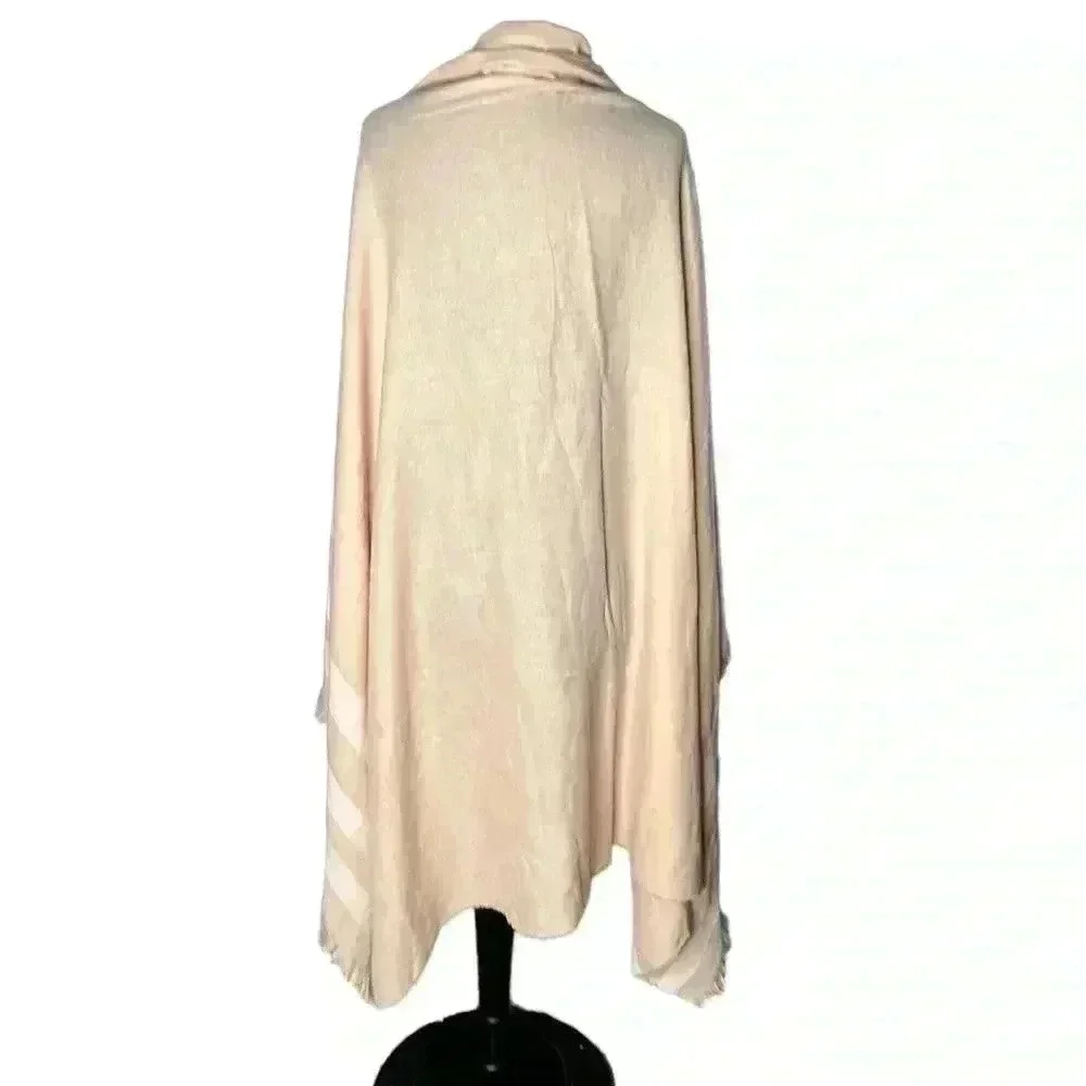 UNBRANDED Peach White Fringe Blanket Scarf Wrap